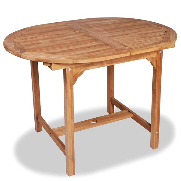 Záhradný stôl Rozkladací záhradný stôl (110 – 160) × 80 × 75 cm masívny tík Bočný pohľad