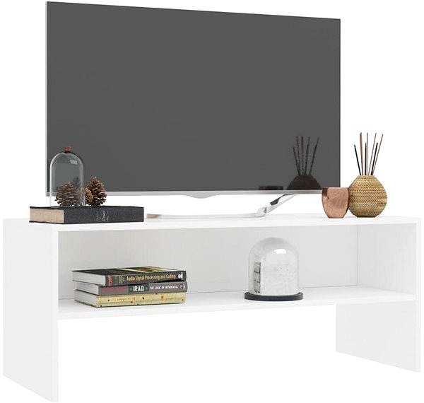 TV stolík TV stolík biely, 100 x 40 x 40 cm, drevotrieska, 800045 ...