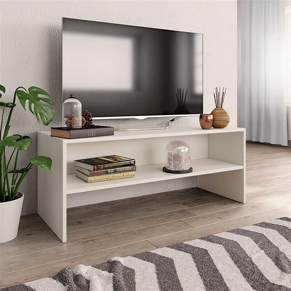 TV stolík TV stolík biely, 100 x 40 x 40 cm, drevotrieska, 800045 ...