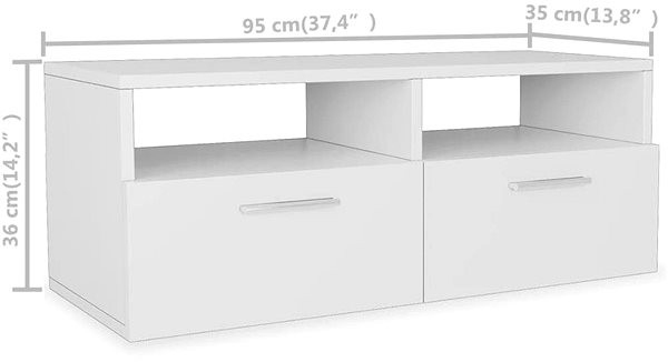 TV stolík TV stolík, drevotrieska, 95 x 35 x 36 cm, biely ...