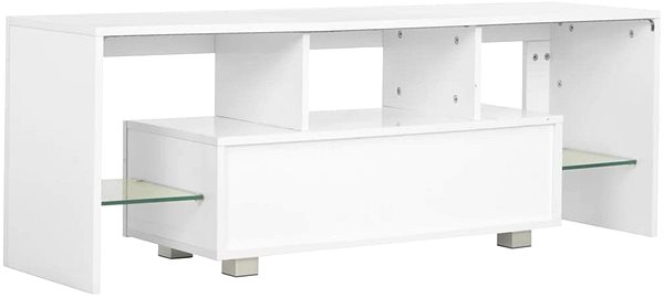 TV stolík TV stolík s LED biely s vysokým leskom 130 × 35 × 45 cm ...