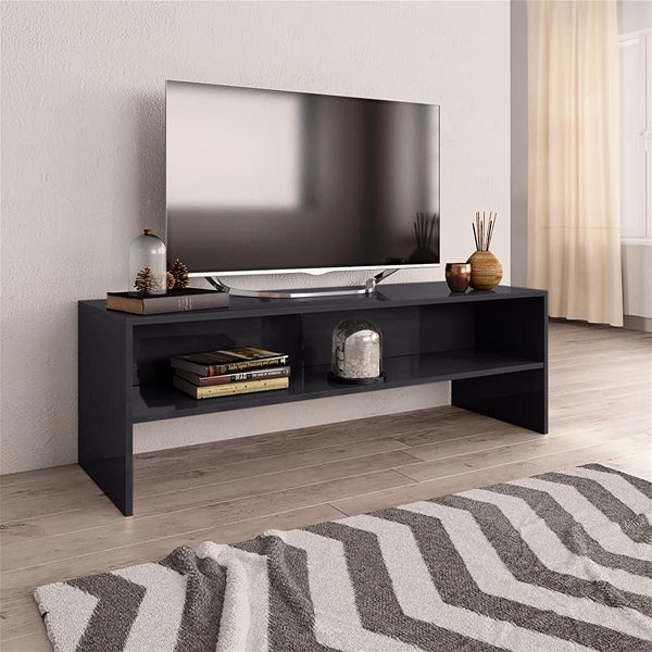 TV stolík TV stolík sivý s vysokým leskom 120 × 40 × 40 cm drevotrieska ...
