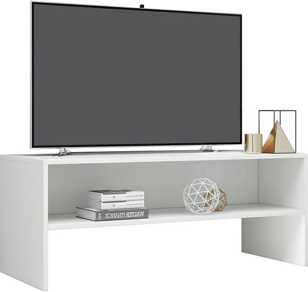 TV stolík TV stolík biely s vysokým leskom 100 × 40 × 40 cm drevotrieska ...