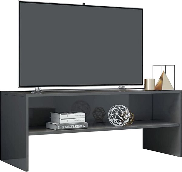 TV stolík TV stolík sivý s vysokým leskom 100 x 40 x 40 cm drevotrieska ...
