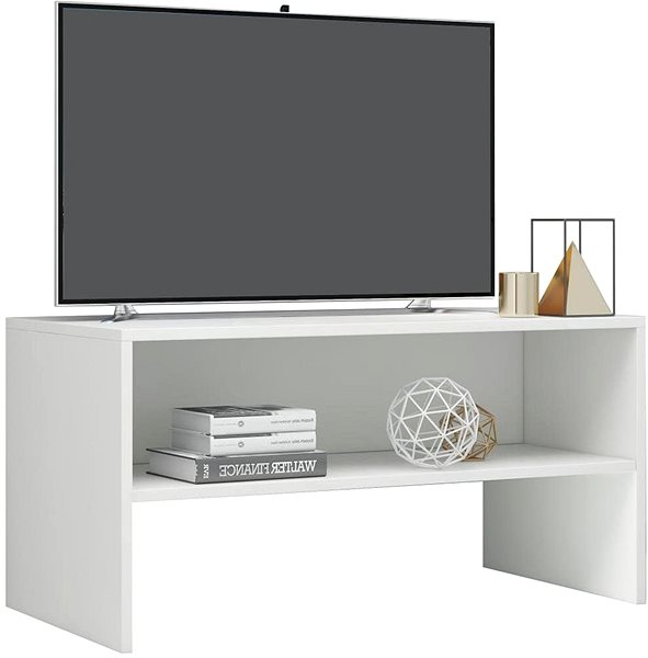 TV stolík TV stolík biely s vysokým leskom 80 × 40 × 40 cm drevotrieska ...