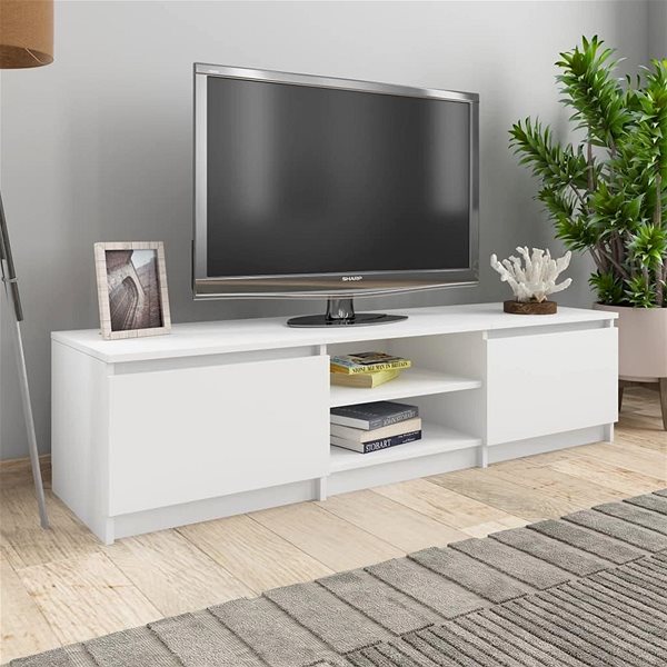 TV stolík TV stolík biely 140 × 40 × 35,5 cm drevotrieska ...