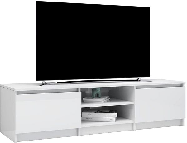 TV stolík TV stolík biely s vysokým leskom 140 × 40 × 35,5 cm drevotrieska ...
