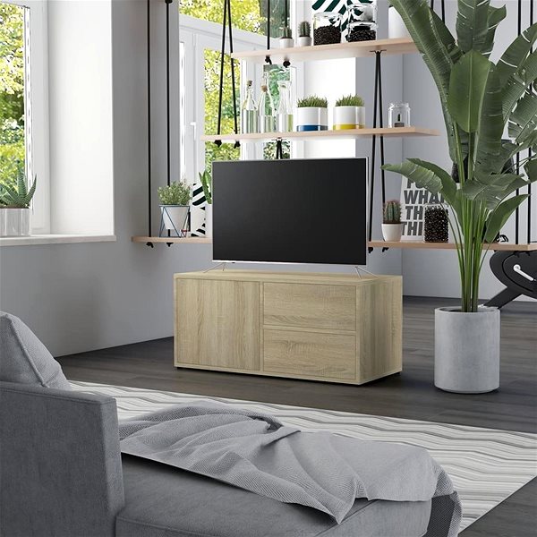 TV stolík TV stolík dub sonoma 80 × 34 × 36 cm drevotrieska ...