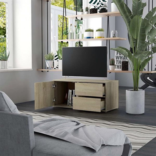TV stolík TV stolík dub sonoma 80 × 34 × 36 cm drevotrieska ...