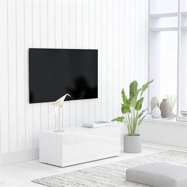 TV stolík TV stolík biely s vysokým leskom 80 × 34 × 30 cm drevotrieska ...