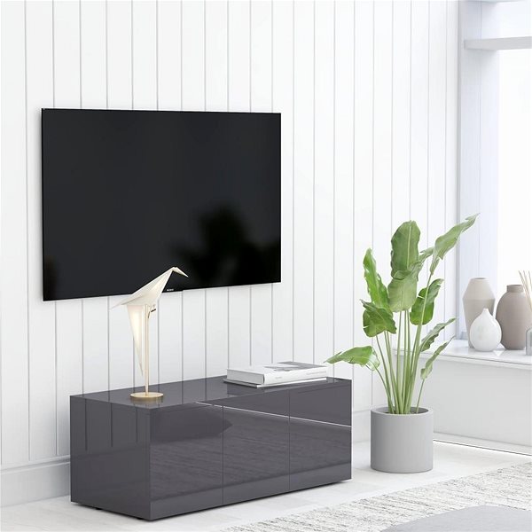TV stolík TV stolík sivý s vysokým leskom 80 × 34 × 30 cm drevotrieska ...