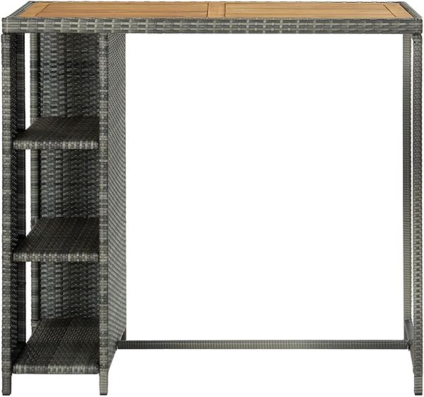 Barový stôl Barový stolík s úložným regálom sivý 120 × 60 × 110 cm polyratan ...