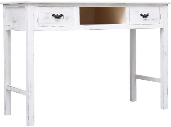 Konzolový stolík Konzolový stolík biely s patinou 110 x 45 x 76 cm drevo ...