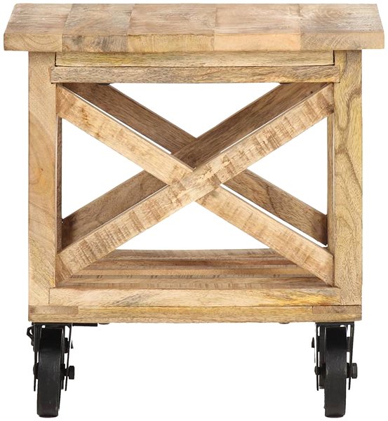 Odkladací stolík Odkladací stolík s kolieskami, 40 x 40 x 42 cm, hrubý mangovník ...