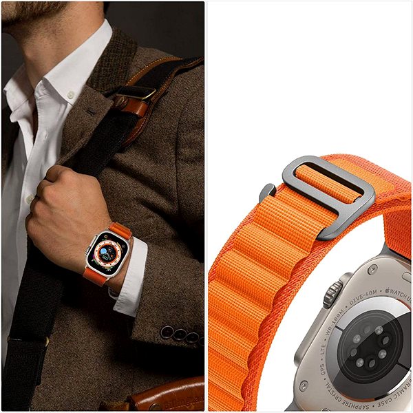 Armband Tech-Protect Nylon für Apple Watch 42/44/45/49mm titanium / olive ...