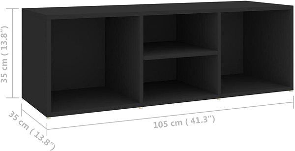 Botník Botníková lavice černá 105 x 35 x 35 cm dřevotříska Technický nákres