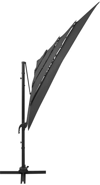 Slnečník Štvorstupňový slnečník s hliníkovou tyčou, antracit 250 × 250 cm ...