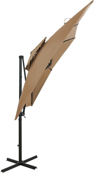 Slnečník Konzolový slnečník s dvojitou strieškou 250 × 250 cm taupe ...