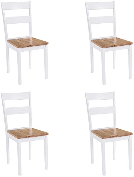 Jedálenská stolička Jedálenské stoličky, 4 ks, biele, masívny kaučukovník ...