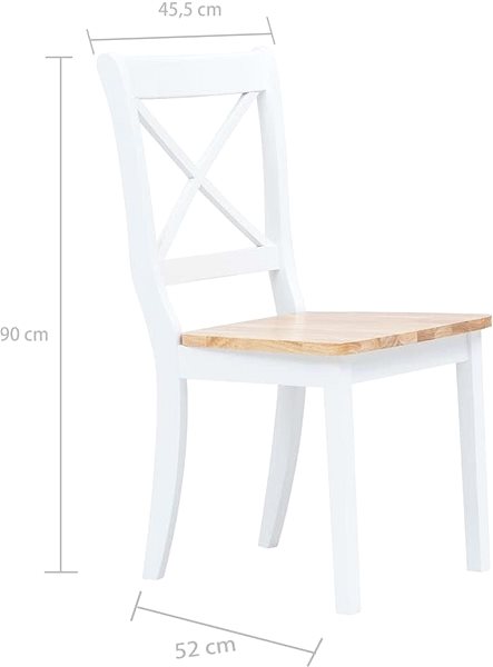 Jedálenská stolička Jedálenské stoličky 2 ks biele a svetlé drevo masívny kaučukovník ...