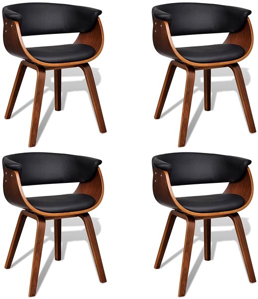 Jedálenská stolička Jedálenské stoličky 4 ks ohýbané drevo a umelá koža ...