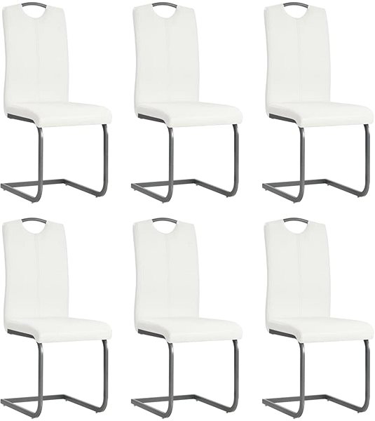 Jedálenská stolička Konzolové jedálenské stoličky, 6 ks, biele, umelá koža ...