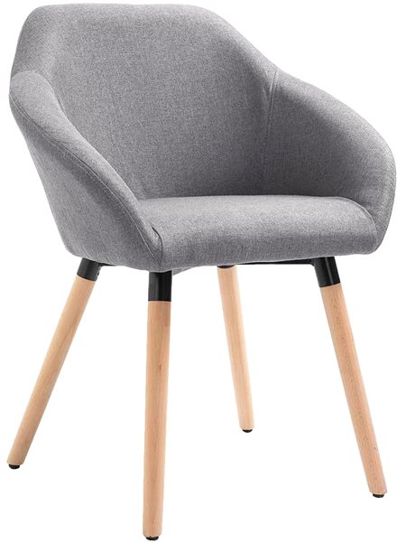 Jídelní židle Jídelní židle 4 ks světle šedé textil Přední strana - 3D