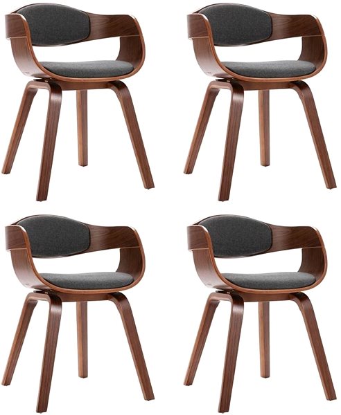 Jedálenská stolička Jedálenské stoličky 4 ks ohýbané drevo a sivý textil ...