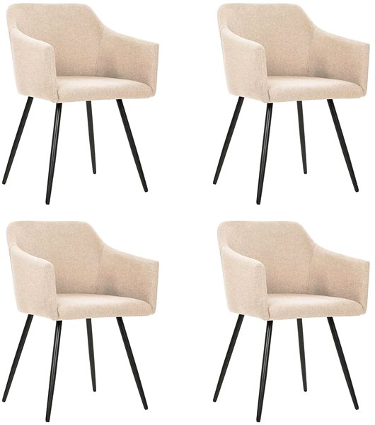 Jídelní židle Jídelní židle 4 ks krémové textil ...
