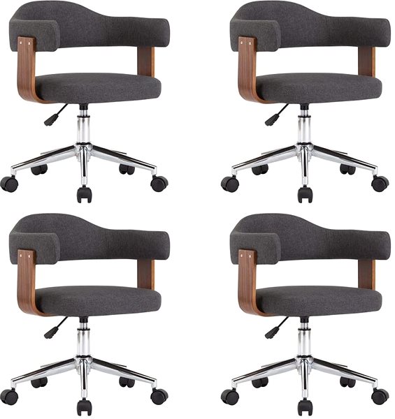 Jídelní židle Otočné jídelní židle 4 ks šedé ohýbané dřevo a textil ...