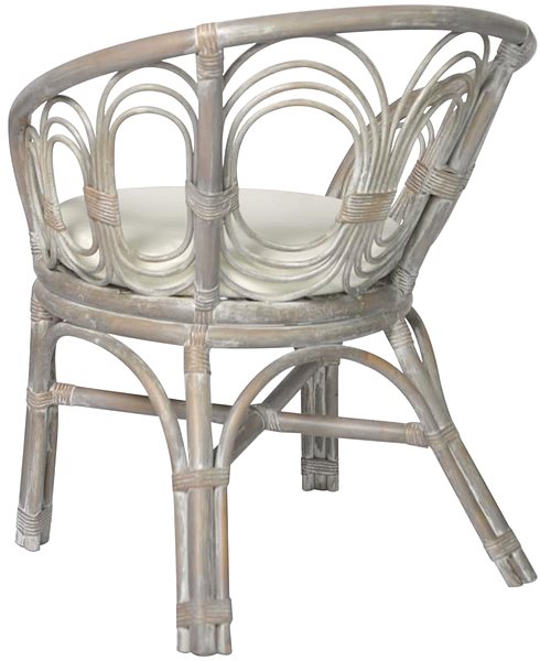 Jedálenská stolička Jedálenské stoličky s poduškou, sivý prírodný ratan a ľanové plátno ...