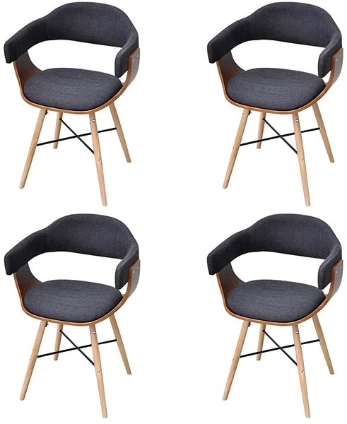 Jedálenská stolička Jedálenské stoličky 4 ks tmavo sivé ohýbané drevo a textil ...