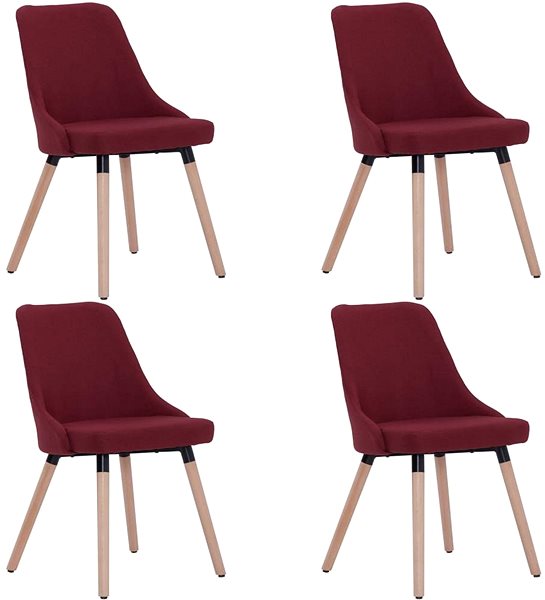 Jídelní židle Jídelní židle 4 ks vínové textil ...