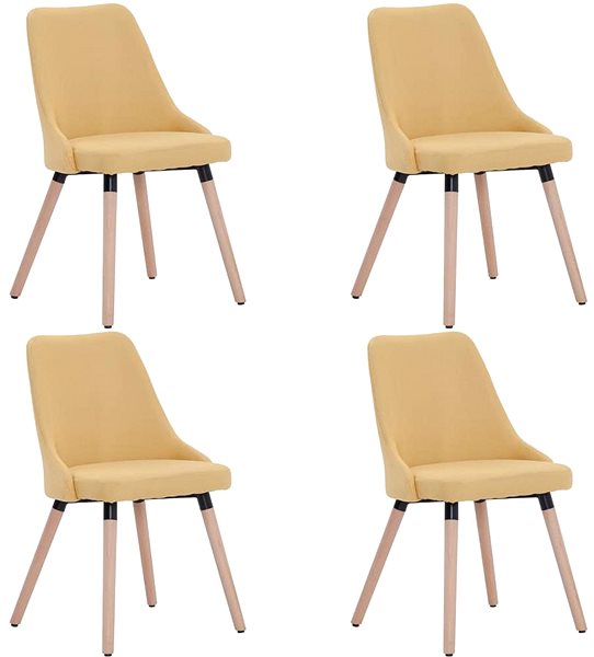 Jídelní židle Jídelní židle 4 ks žluté textil ...