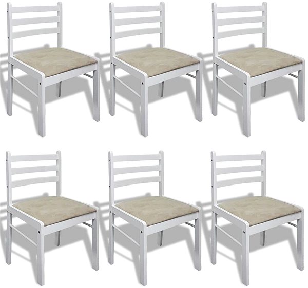 Jedálenská stolička Jedálenské stoličky 6 ks biele masívne drevo a zamat ...
