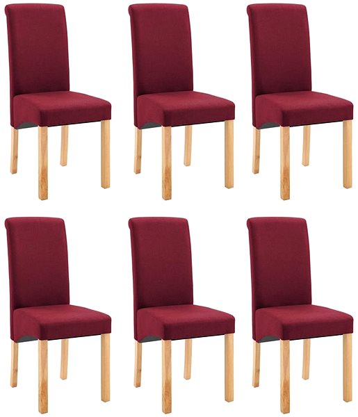 Jídelní židle Jídelní židle 6 ks červené textil ...