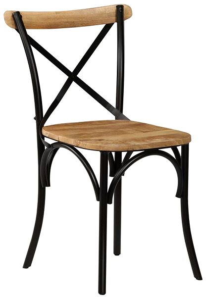 Jedálenská stolička Stolička s krížom 4 ks čierne masívne mangovníkové drevo ...