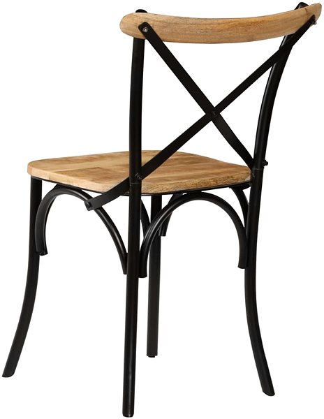 Jedálenská stolička Stolička s krížom 4 ks čierne masívne mangovníkové drevo ...