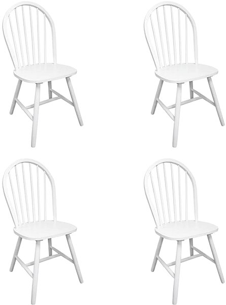 Jedálenská stolička Jedálenská stolička 4 ks biele, masívne kaučukovníkové drevo ...