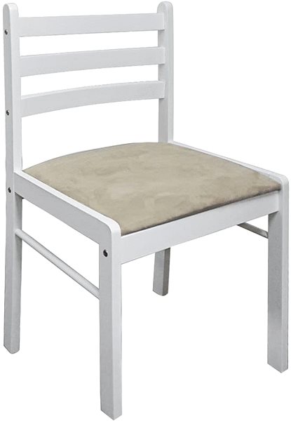 Jedálenská stolička Jedálenské stoličky 4 ks biele masívne kaučukovníkové drevo a zamat ...