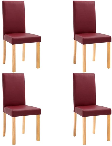 Jídelní židle Jídelní židle 4 ks červené umělá kůže ...