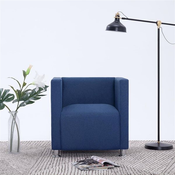 Křeslo Hranaté křeslo modré textil Lifestyle