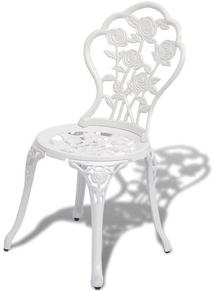 Záhradná stolička Bistro stolička 2 ks liaty hliník biela 43176 Bočný pohľad