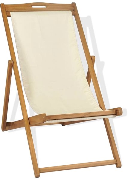 Záhradné kreslo Kempingová stolička teak 56 × 105 × 96 cm krémová 43802 Bočný pohľad