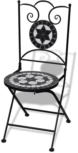 Záhradná stolička Skladacie bistro stoličky 2 ks keramické čierne a biele 41533 Bočný pohľad