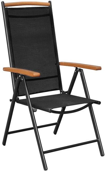 Záhradná stolička Skladacia záhradná stolička 4 ks hliník a textilen čierne 41733 ...