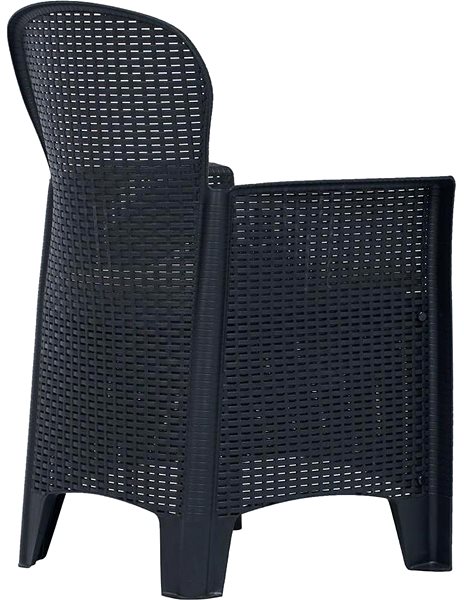 Záhradná stolička Záhradná stolička 2 ks + podušky antracitové plast ratanový vzhľad 45599 Bočný pohľad