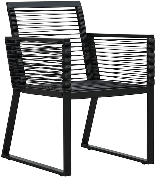 Záhradná stolička Záhradná stolička 2 ks čierna PVC ratan 48572 Bočný pohľad