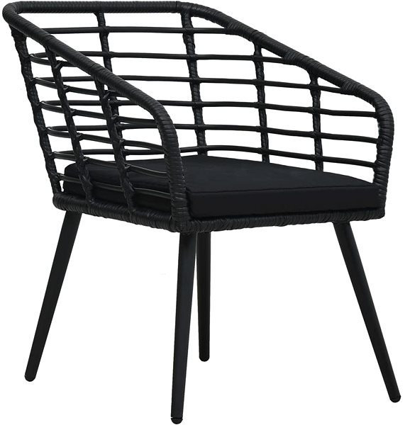 Záhradná stolička Záhradné stoličky s poduškami 2 ks polyratan čierne 48578 Bočný pohľad