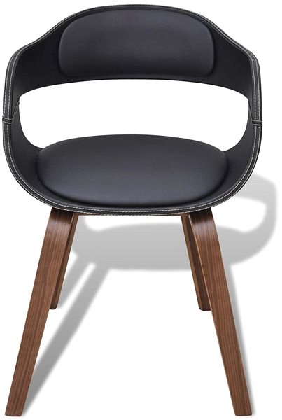 Jedálenská stolička Jedálenské stoličky 2 ks čierne ohýbané drevo a umelá koža ...
